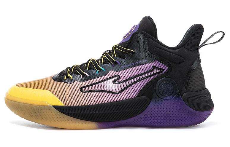 Erke Slip Resistant And Breathable Slip Resistant And Breathable High top Basketball Shoes Men's Purple Black