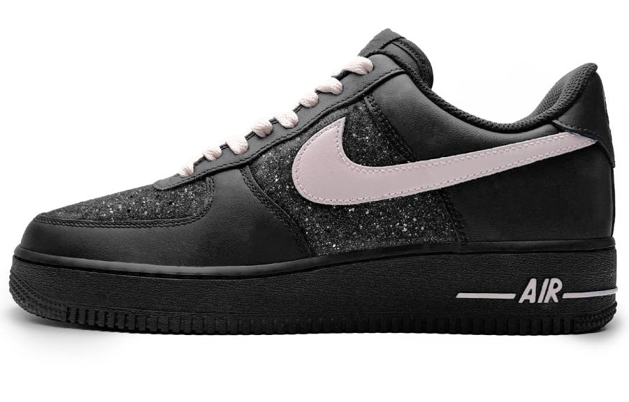 Nike Nike Air Force 1 Leather Slip Resistant Abrasion Resistant Low top Skateboard Shoes Unisex Pink Black