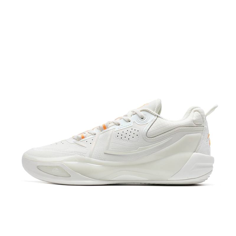 XTEP Abrasion Resistant Low top Basketball Shoes Men's Sail White/Highlighter Orange