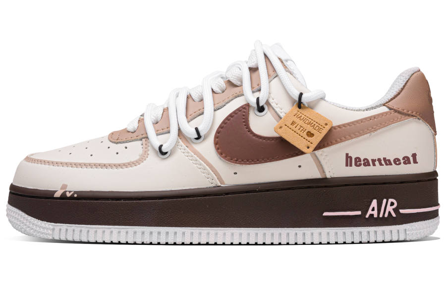 Nike Nike Air Force 1 Heartbeat Synthetic Leather Abrasion Resistant Low top Skateboard Shoes Unisex Beige Brown