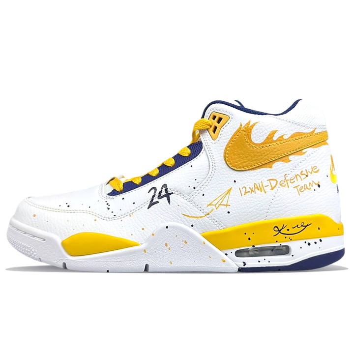 Nike Nike Flight Legacy Slip Resistant Slip Resistant Mid top Vintage Basketball Shoes Men's White Yellow