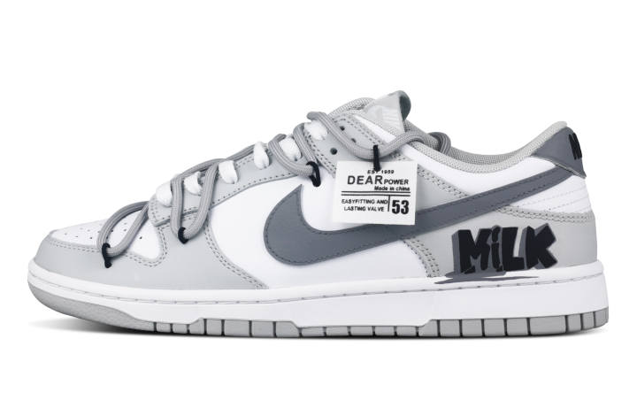 Nike Nike Dunk Graffiti Cushioning, Wear Resistant Low top Skateboard Shoes Men's White Gray