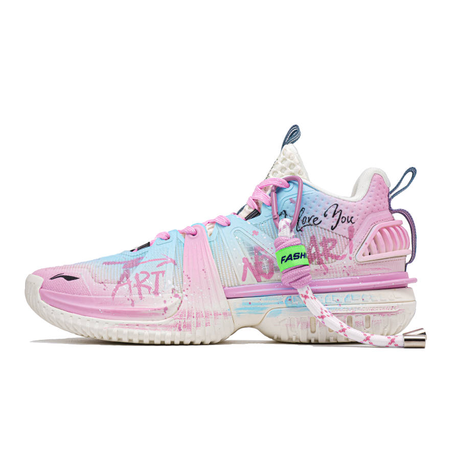 Li-Ning Li Ning Storm 2024 Cushioning Breathable Moisture Wicking Mid top Light Foam Plus Basketball Shoes Men's Pink