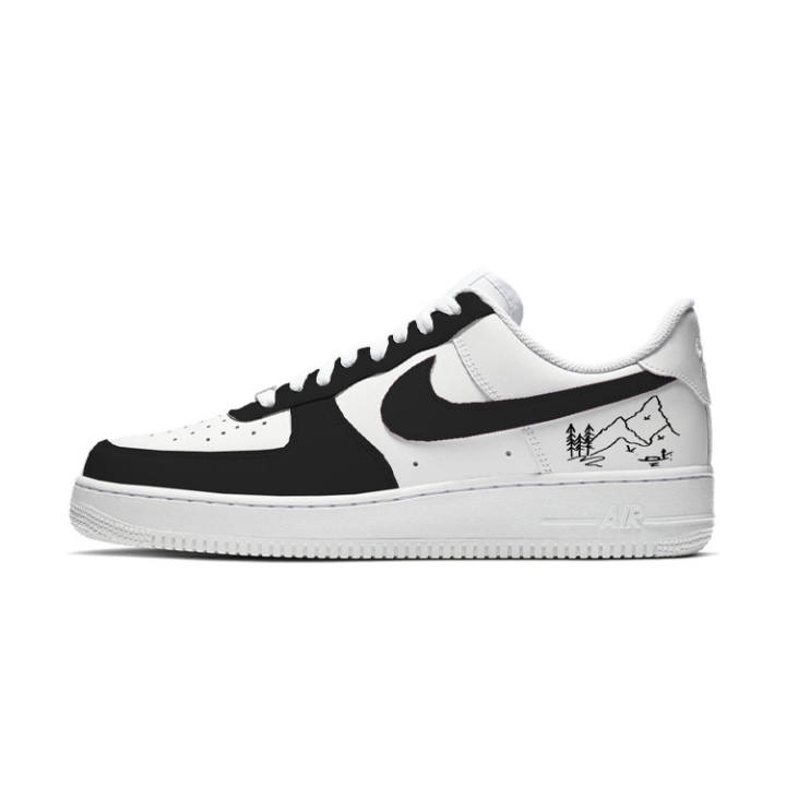 Nike Nike Air Force 1 Mountains And Rivers Abrasion Resistant Abrasion Resistant Low top Skateboard Shoes Men's Black White