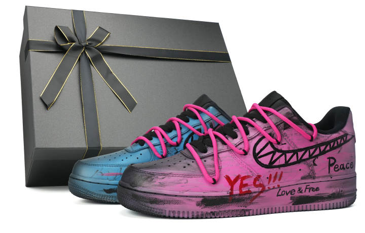 Nike Nike Air Force 1 Roman Plan Slip Resistant Abrasion Resistant Low top Skateboard Shoes Unisex Black Pink Blue