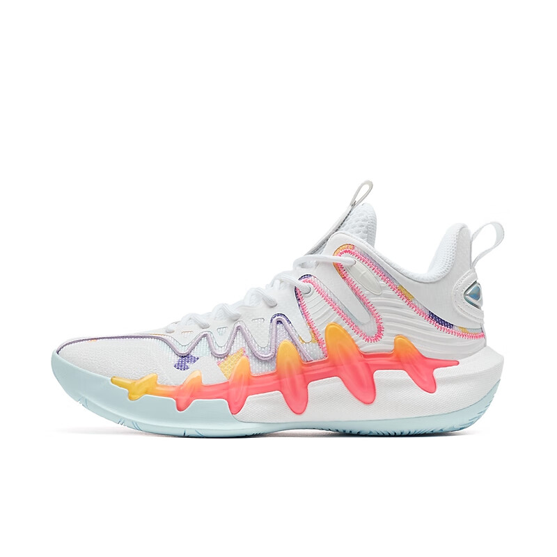 XTEP Cushioning Slip Resistant Coverage Low top Basketball Shoes Men's White Orange