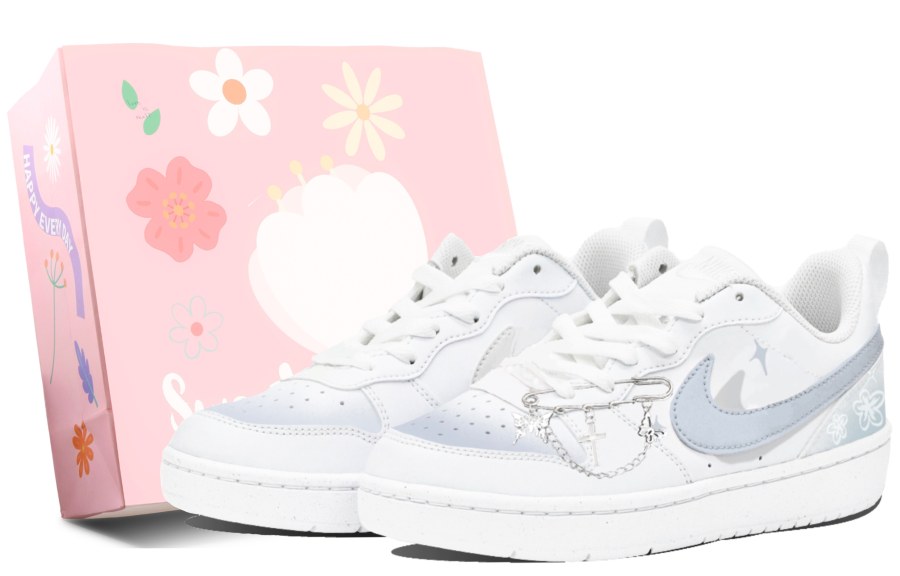 Nike Nike Court Borough Slip Resistant Abrasion Resistant Low top Skateboard Shoes GS White Blue