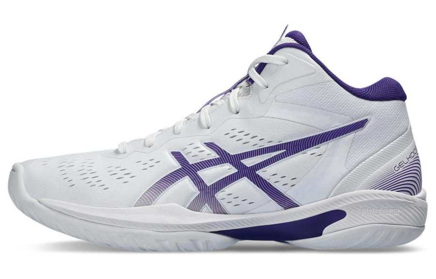 ASICS GELHOOP V16 Breathable Mid top Basketball Shoes Unisex White Purple