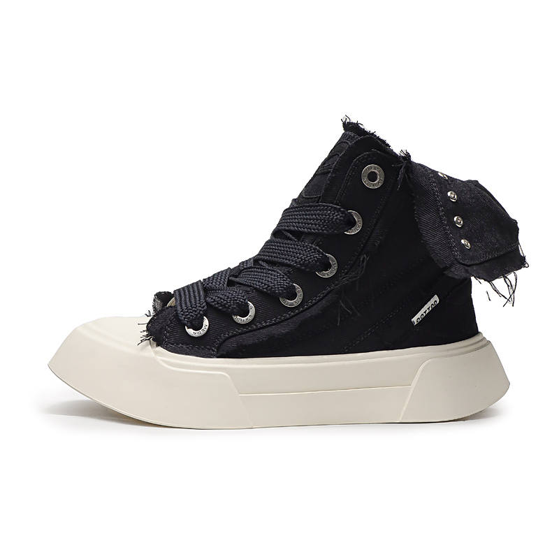 OUBT Lapel Design Slip Resistant, Abrasion Resistant, Breathable High top Canvas Shoes Unisex
