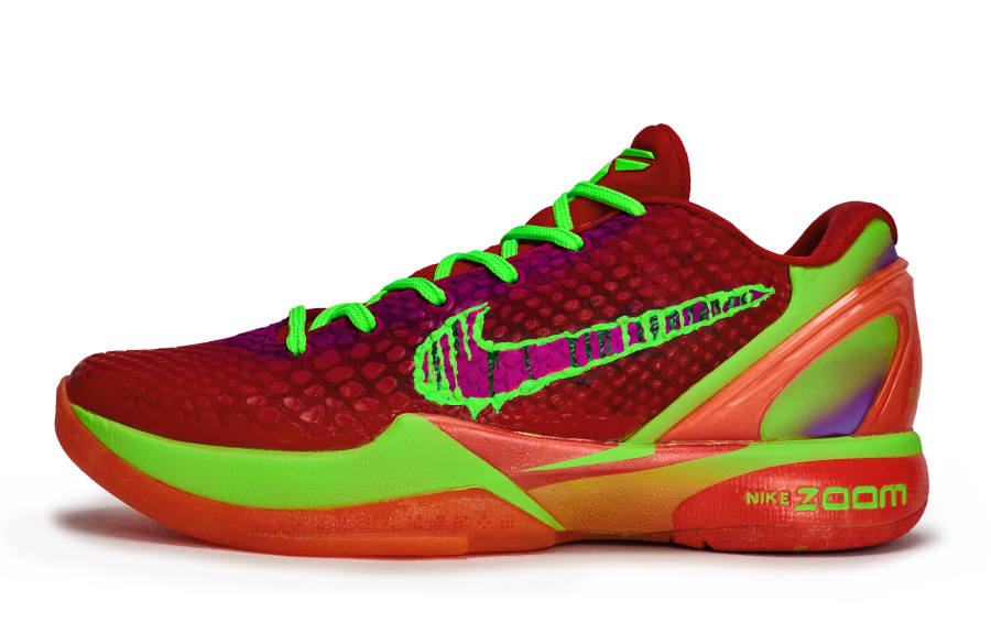 Nike Nike Zoom Kobe 6 REGO Hot Dog, Therapeutic Needles Abrasion Resistant Low top Basketball Shoes Unisex Red Purple Green