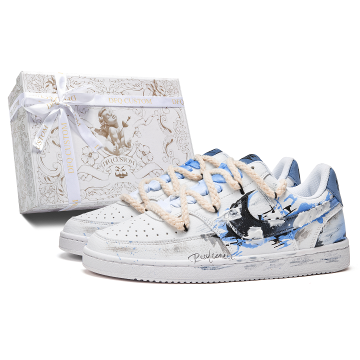 Nike Nike Court Slip Resistant Slip Resistant Low top Skateboard Shoes Men's White Blue Black