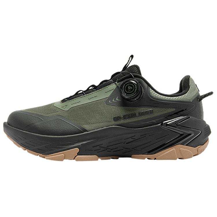 QIAODAN Cushioning Slip Resistant Cushioning Slip Resistant Low top Hiking Shoes Men's Green Black