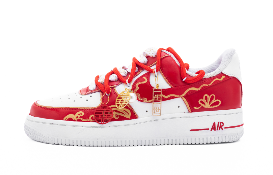 Nike Nike Air Force 1 Fulfilling This Life Slip Resistant Low top Skateboard Shoes Men's Red White