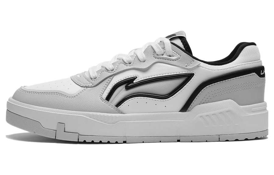 Li-Ning Li Ning Qingchao Synthetic Leather Slip Resistant Abrasion Resistant Low top Skateboard Shoes Men's Light Smoke Gray