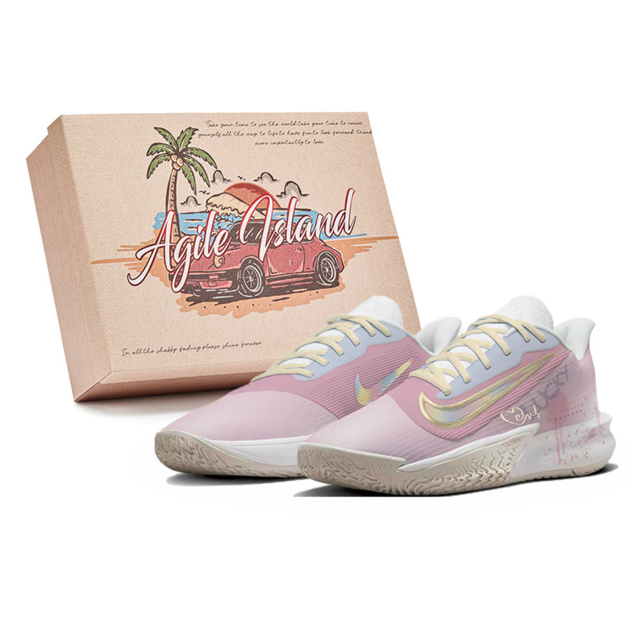 Nike Nike Precision 7 Lively Island, Box, Butter Fufu Cushioning Low top Basketball Shoes Men's Pink Gray
