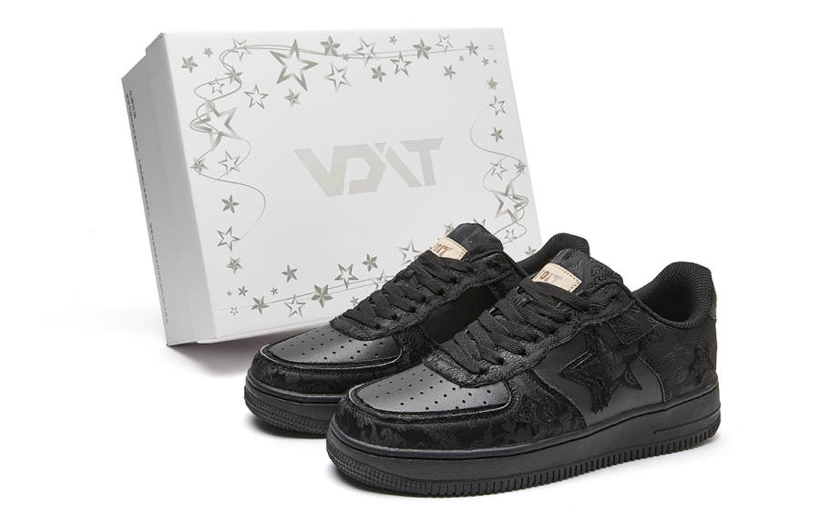 VOIT Slip Resistant Abrasion Resistant Support Low top Skateboard Shoes Unisex Black