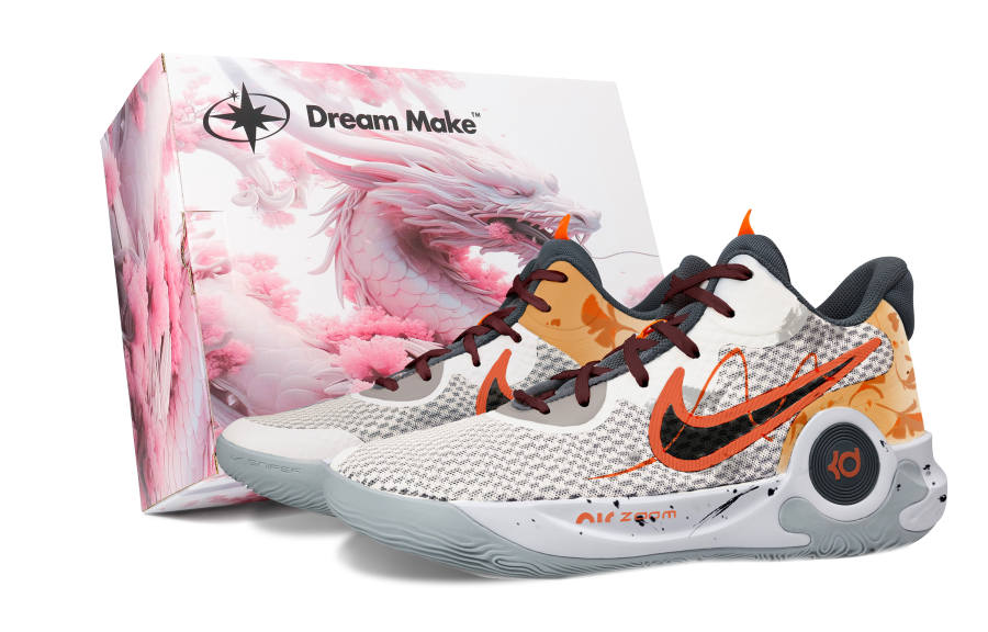 Nike Nike KD Trey 5 IX Autumn Pink Box Fabric Slip Resistant Abrasion Resistant Mid top Basketball Shoes Unisex Orange White