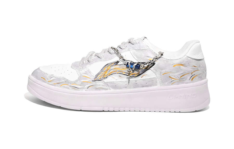 Li-Ning Li Ning Floating Boat Synthetic Leather Low top Skateboard Shoes Women's White Gray