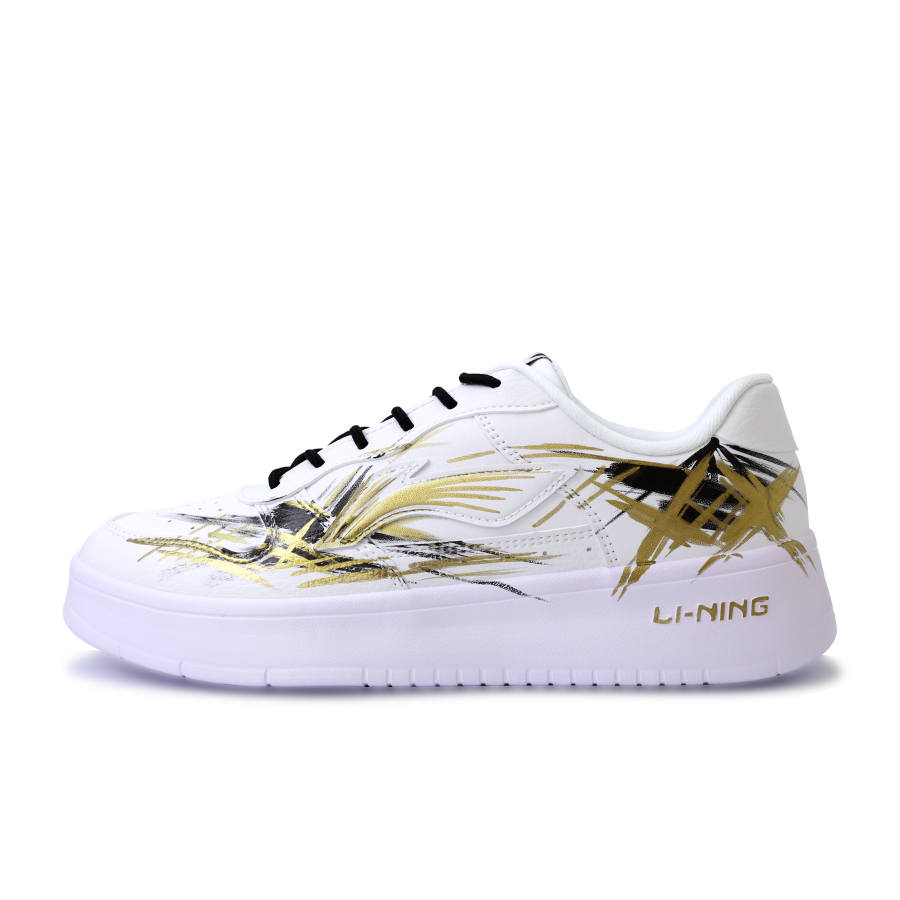 Li-Ning Li Ning Floating Boat Golden Feather Platinum Light, Hand Drawn, Graffiti Synthetic Leather