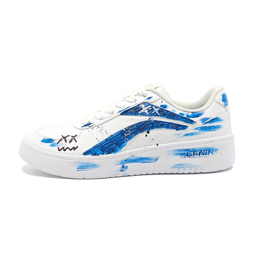 Li-Ning Li Ning Slip Resistant, Lightweight, And Breathable Low top Skateboard Shoes Men's White Blue