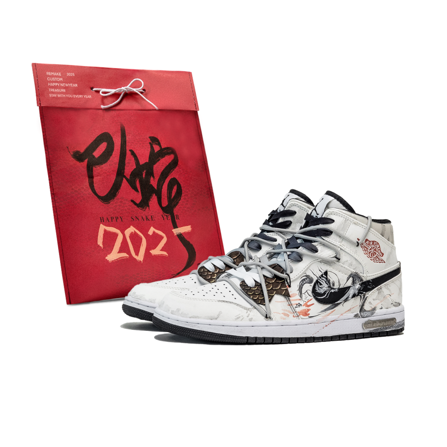 Jordan Jordan Air Jordan 1 Da Vinci Custom, Serpent Auspicious, Shopping Bag, Farewell To The Old And Welcome The New
