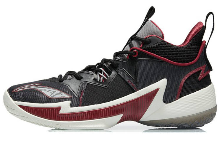 Li-Ning Li Ning Zhengfeng Abrasion Resistant Slip Resistant Mid top Performance Basketball Shoes Men's Black Red
