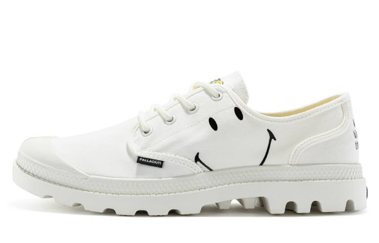 Palladium SMILEY X Palladium Pampa Canvas Shoes Unisex Low Top White