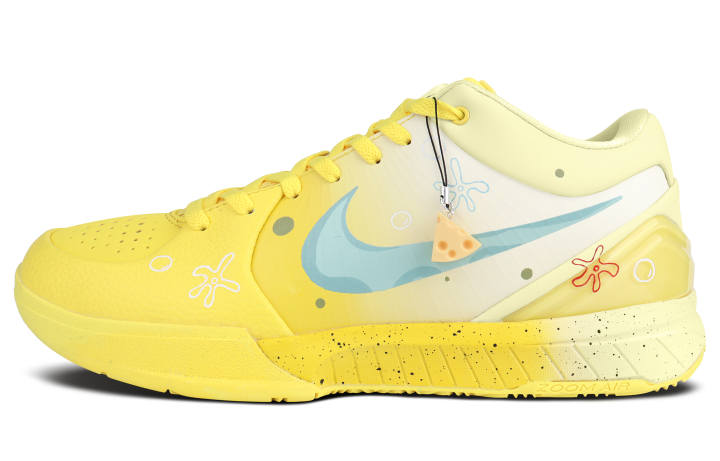 Nike Nike Zoom Kobe 4 Abrasion Resistant Abrasion Resistant Low top Basketball Shoes Men's Yellow Blue