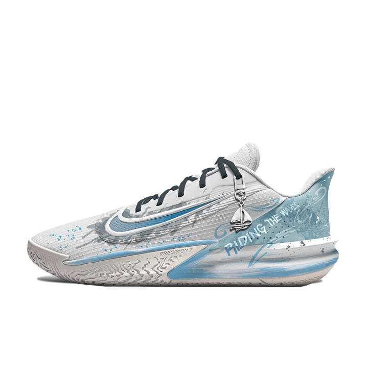 Nike Nike Precision 7 Riding The Waves Abrasion Resistant Abrasion Resistant Low top Basketball Shoes Unisex Blue White