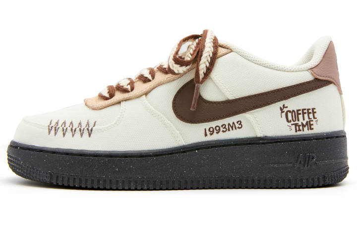 Nike Nike Air Force 1 Low Slip Resistant Abrasion Resistant Low top Skateboard Shoes Unisex White Brown