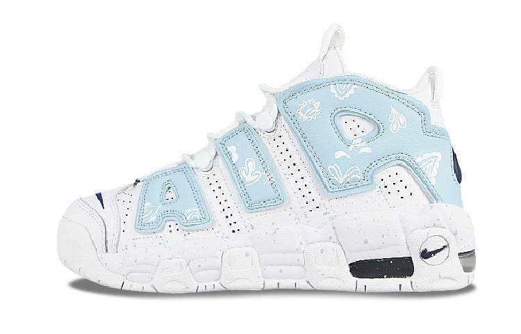 Nike Nike Air More Uptempo Paisley Mid top Vintage Basketball Shoes GS Blue White