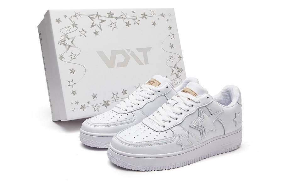VOIT Coverage Slip Resistant And Abrasion Resistant Low top Skateboard Shoes Unisex White