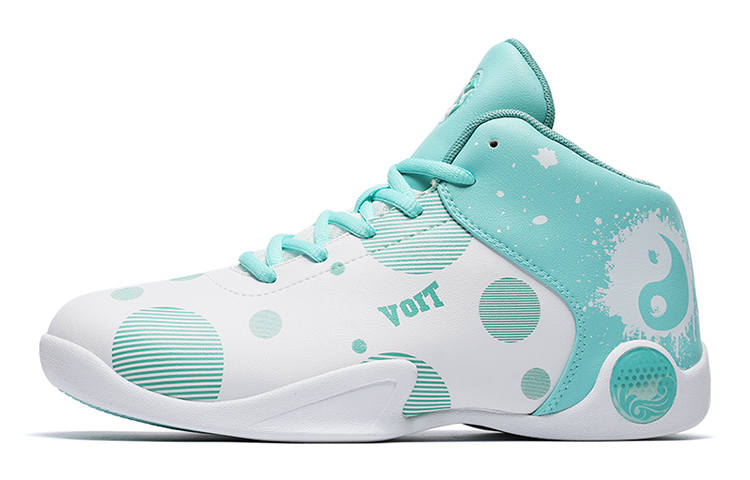 VOIT Basketball Shoes Men's High Top White Apple Green