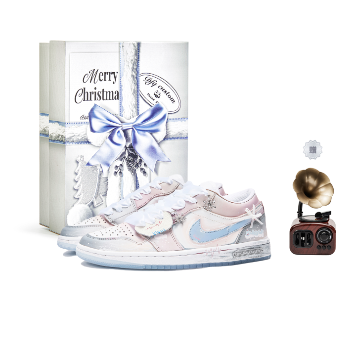 Jordan Jordan Air Jordan 1 Da Vinci Custom, Winter Letter, Christmas Limited Edition Box, Love Winter Melody Slip Resistant