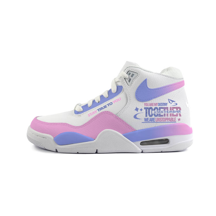 Nike Nike Flight Legacy Slip Resistant Abrasion Resistant Mid top Vintage Basketball Shoes Unisex White Purple