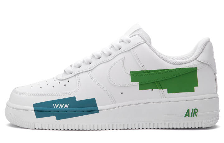 Nike Nike Air Force 1 Slip Resistant Abrasion Resistant Low top Skateboard Shoes Unisex White Blue Green
