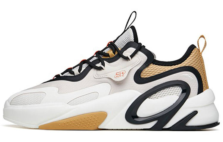 ANTA AT91 Skateboard Shoes Men's Low Top Mud Gray/Ivory White/Black/Camel Yellow