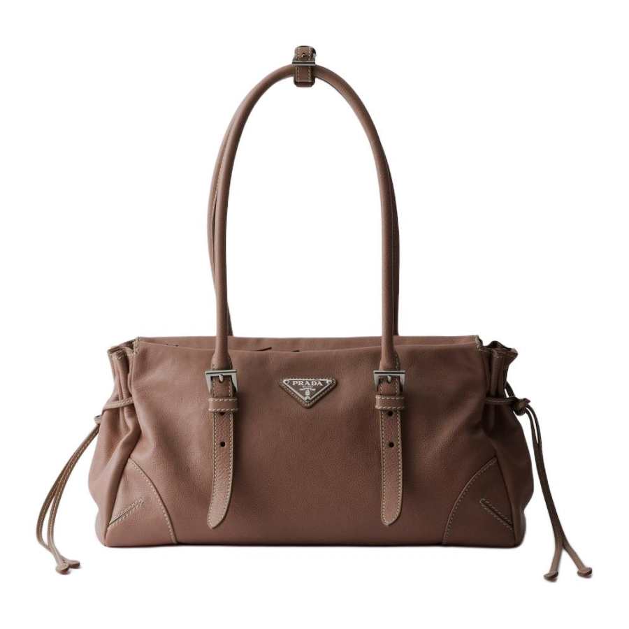 PRADA Bonnie Calfskin Handbag Medium Women's Chestnut