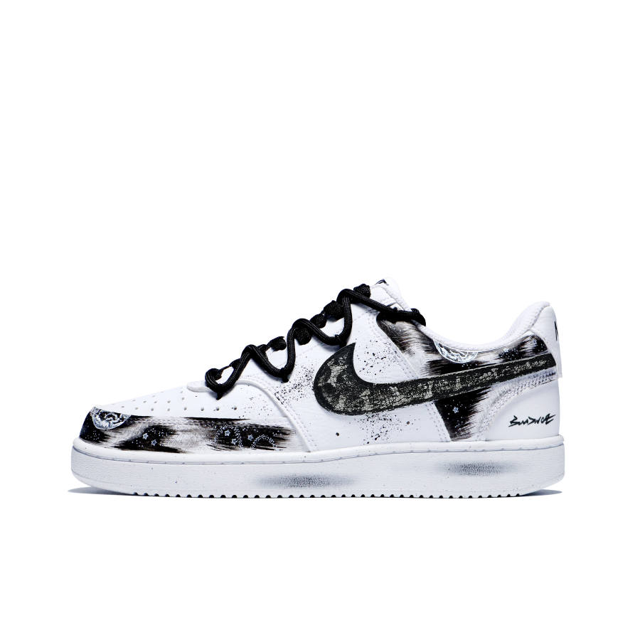 Nike Nike Court Vision 1 Slip Resistant, Abrasion Resistant, Lightweight Low top Skateboard Shoes Men's Black White