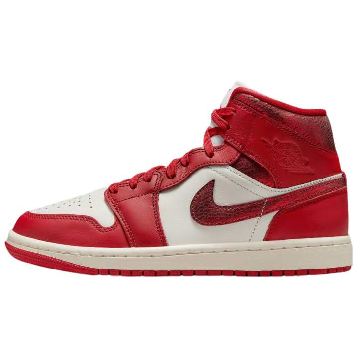 Jordan Jordan 1 Mid Se Red Cracked Leather Women's
