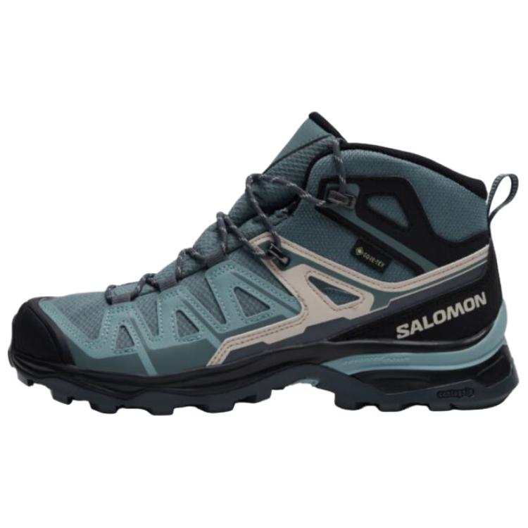 SALOMON X Ultra Pioneer 2 Mid top Hiking Shoes Women's Blue Beige