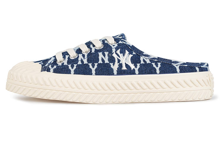 MLB Playball Mule Mono Denim Mules Slip Resistant Abrasion Resistant Low top Canvas Shoes Unisex Denim Dark Blue