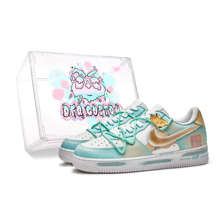 Nike Nike Air Force 1 ADCDAVINCI Custom, Auspicious Birds And Clouds Slip Resistant Abrasion Resistant