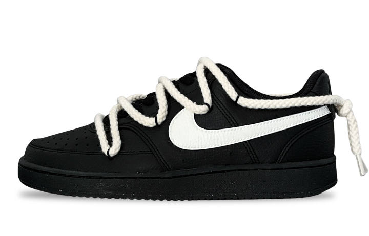 Nike Nike Court Vision Black Phantom Knot Abrasion Resistant Low top Skateboard Shoes Men's Black
