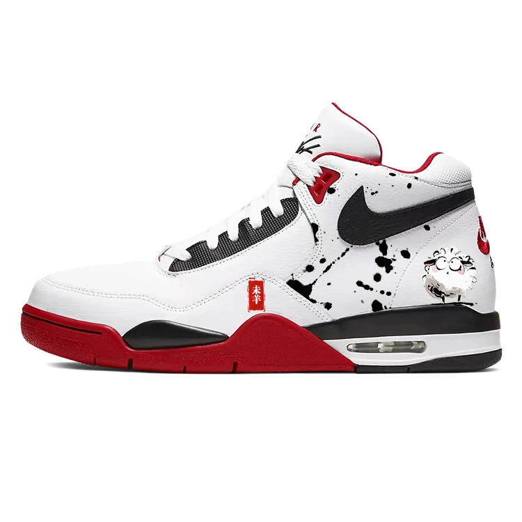 Nike Nike Flight Legacy Cushioning Slip Resistant Mid top Vintage Basketball Shoes Unisex Red White