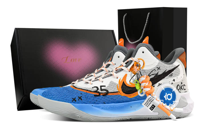 Nike Nike KD Trey 5 IX Basketball Shoes Unisex Mid Top Blue/Orange/White