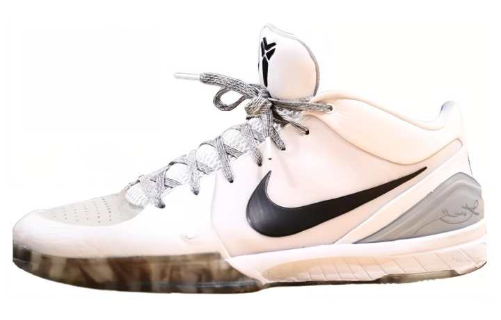 Nike Nike Zoom Kobe 4 Protro PE Abrasion Resistant Low top Basketball Shoes Men's White Black Gray