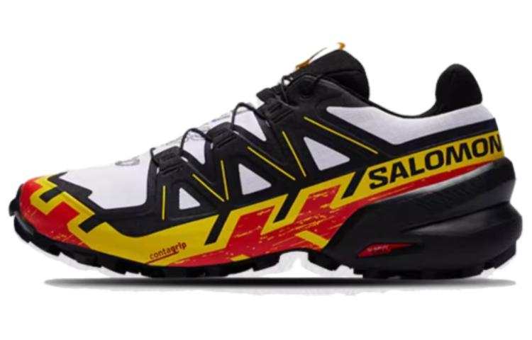SALOMON Speedcross 6 Comfortable Trail Running Shoes Men's Black White Yellow
