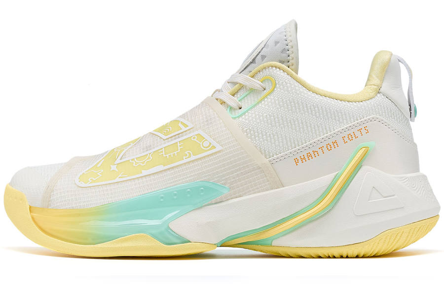 PEAK Magic Horse 1.0 Fashion Cushioning Slip Resistant Abrasion Resistant Low top Basketball Shoes Men's White Yellow