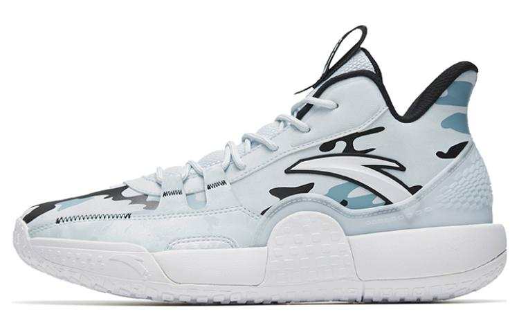 Anta Synthetic Leather Slip Resistant, Breathable, And Resilient Mid top Performance Basketball Shoes Teal Blue